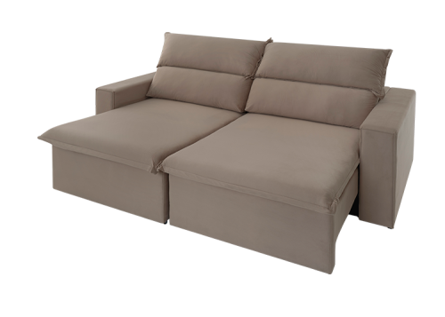 ASSENTOS: Espuma D-26 Molas espiral Retráteis - vira cama Manta de fibra siliconada Corrediças metálicas Abertura de 50 cm ENCOSTOS: Fibra siliconada Reclináveis em 5 estágios Desmontável ESTRUTURA Madeira eucalipto de florestas renováveis MEDIDA: 2,14M 2,54M PODE FAZER NA MEDIDA DO SEU ESPAÇO! TECIDO: Cores e demais detalhes podem ser selecionados pelo cliente.