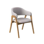 CADEIRA COM BRAÇO ESTRUTURA: -Estrutura em madeira maciça de eucalipto. Encosto e assento em MDF ergonômico, estofado com espuma super soft, revestidos com tecido de alta qualidade. Sapatas de silicone na base dos pés. MEDIDAS: -Cadeira(L) 61 (A) 78 (P) 59 MADEIRAS: Natural Washed, Freijó, Avelã, Cacau, Ébano, Metalizado Champagne TECIDOS: Cores e demais detalhes pode ser selecionados pelo cliente.